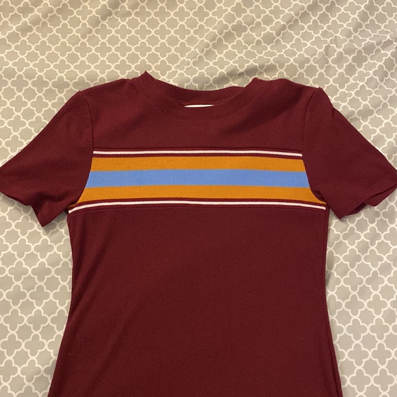 Burgundy Ribbed Dress w/ stripe - Arizona Jean Co. - Picture 3 of 3